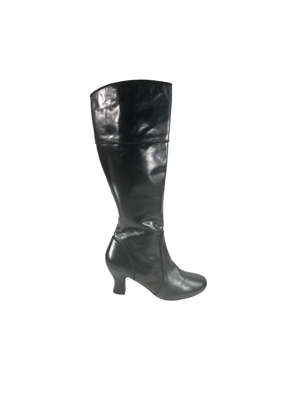 Chocolat Blu Ella Black Leather Equestrian Riding Boots size 8.5 leather lining